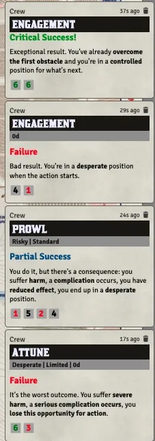 Dice roll result, example 2